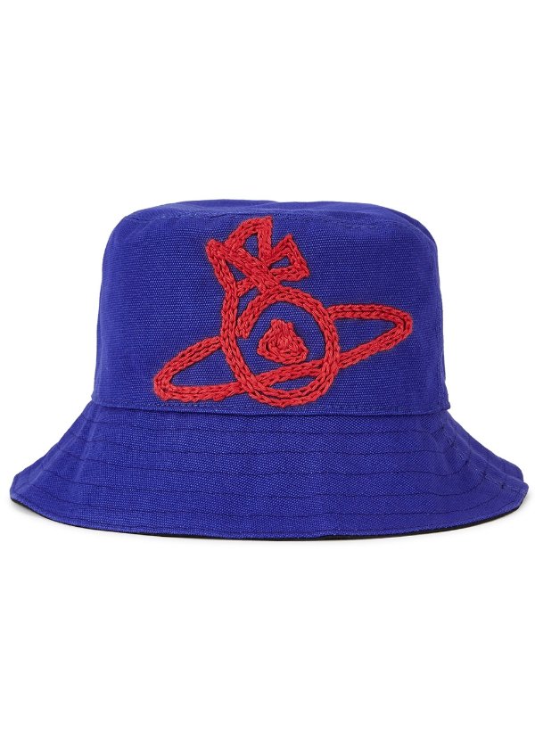 Sonnet blue orb-embroidered canvas bucket hat
