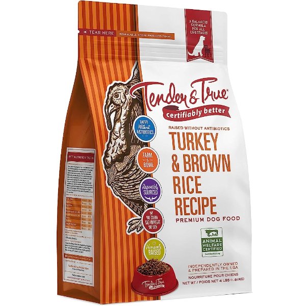 Tender & True Antibiotic-Free Turkey & Brown Rice Recipe Dog Food, 4 lb