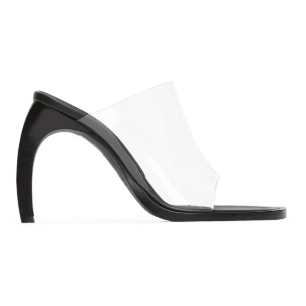 Black & Transparent PVC Heeled Sandals