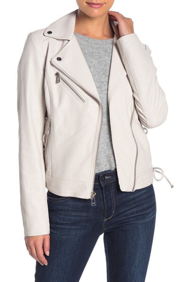 Side Lace-Up Faux Leather Jacket