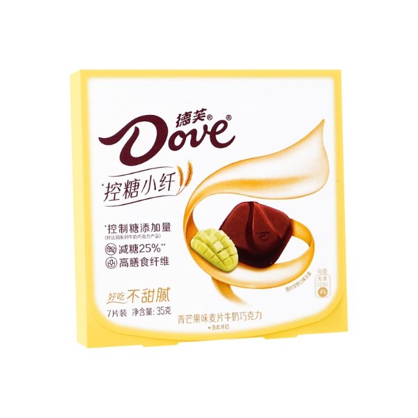 Dove Sugar Control Small Fiber Green Mango Flavor Oatmeal Milk Chocolate 35g