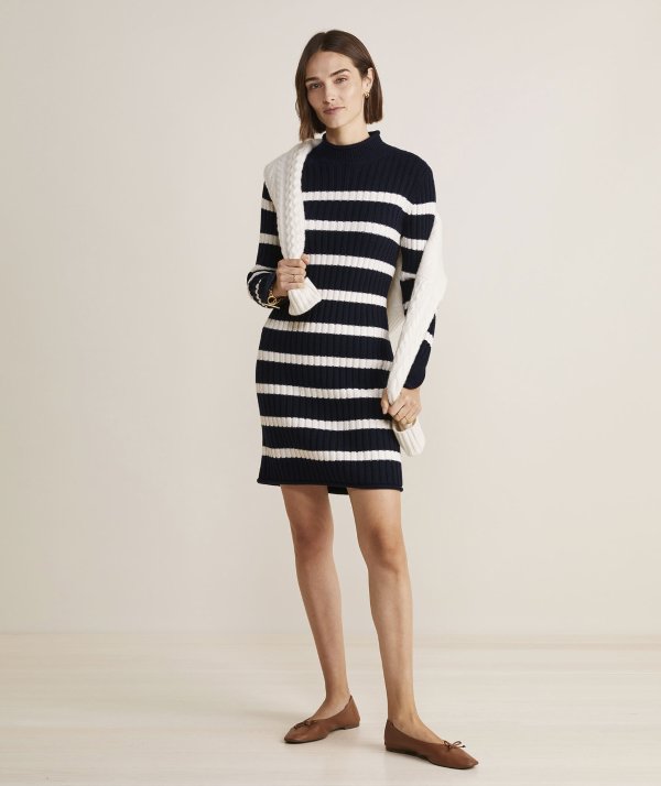 Rollneck Breton Stripe Sweater Dress