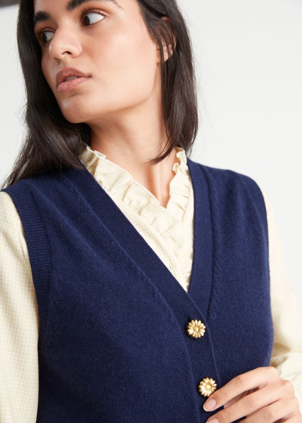 Floral Button Knit Vest