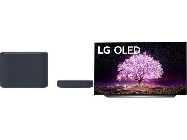 LG Eclair QP5 3.1.2ch Dolby Atmos Compact Sound Bar with Subwoofer Black and LG OLED65C1PUB 4K Smart OLED TV w/ AI ThinQ (2021)
