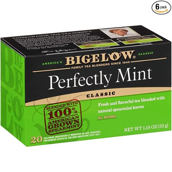 Perfectly Mint (Formerly Plantation Mint) Tea Bags 20 count (Pack of 6), 120 Tea Bags Total (Packaging may vary, tea name transitioning)