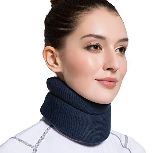 Velpeau Neck Brace -Foam Cervical Collar - Soft Neck Support Relieves Pain & Pressure in Spine - Wraps Aligns Stabilizes Vertebrae - Can Be Used During Sleep (Classic, Blue, Large)