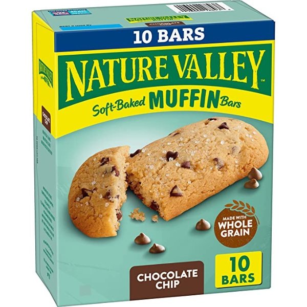 Soft-Baked Muffin Bars, Chocolate Chip, Snack Bars, 10 ct
