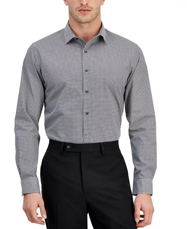 Men's Slim Fit Houndstooth Dress Shirt, Created for Macy's