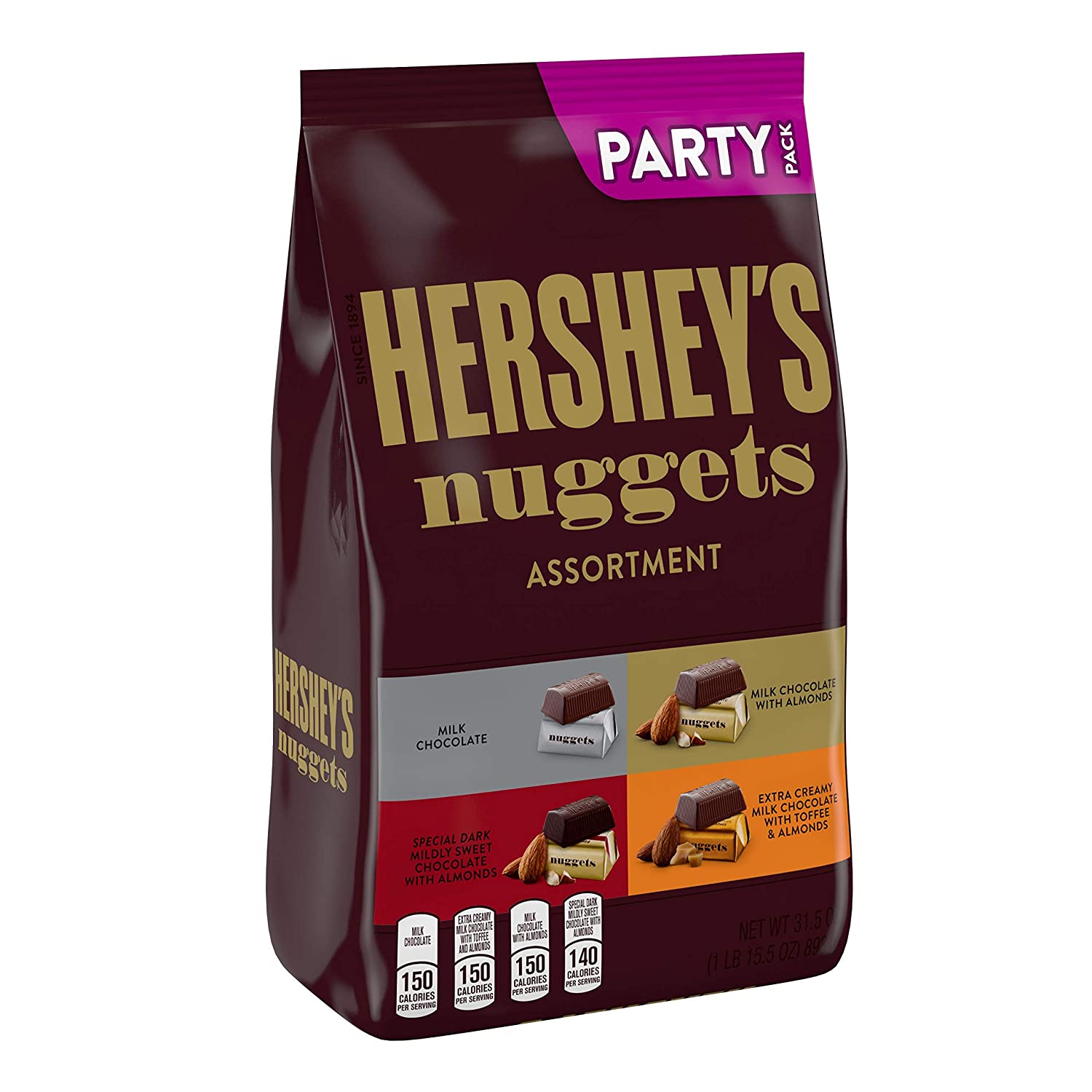 Hershey's 好时的金块什锦巧克力糖，大容量派对袋，31.5盎司