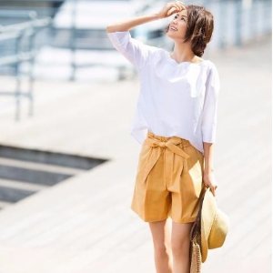 WOMEN HIGH RISE BELTED SHORTS @ Uniqlo