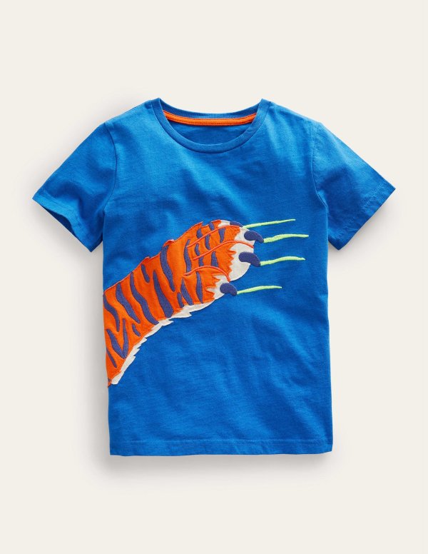 Applique T-shirt - Brilliant Blue Tiger Claw | Boden US