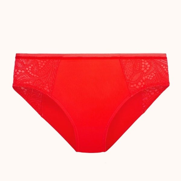 The Lace High Waist Bikini: Tomato Red
