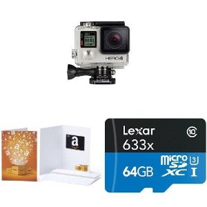 GoPro HERO4 SILVER 运动摄像机套装（$80礼品卡+ 64G内存卡）