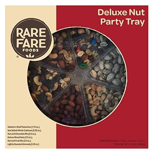 Rare Foods Deluxe Nut Party Tray, 6 Nut Mixes, 13.75oz Boxed Tray
