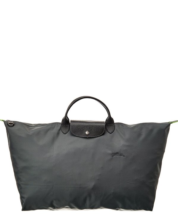 Le Pliage Green Medium Canvas & Leather Travel Bag