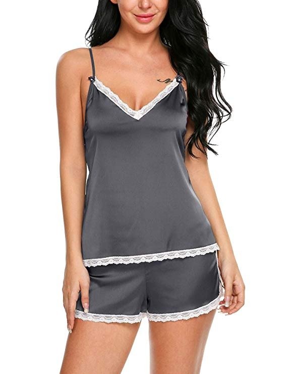 Womens Sleepwear Satin Pajama Cami Set Sexy Nightwear XS-XXL