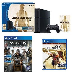 500GB PlayStation 4 Console - Uncharted: The Nathan Drake Collection Bundle with Assassin's Creed Syndicate and Final Fantasy Type-0