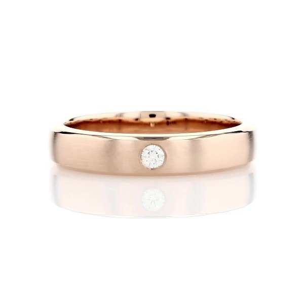 Brushed Single Diamond Wedding Ring in 14k Rose Gold (4.5mm) | Blue Nile