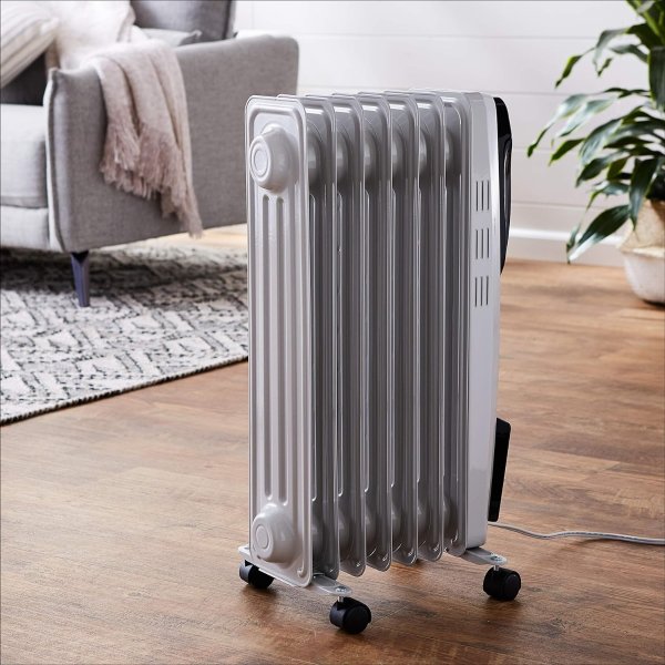 Amazon Basics Indoor Portable Radiator Heater, 1500 W, White