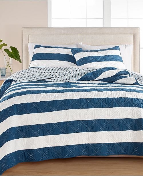 Cabana Stripe 100% Cotton King Quilt, Created for Macy's