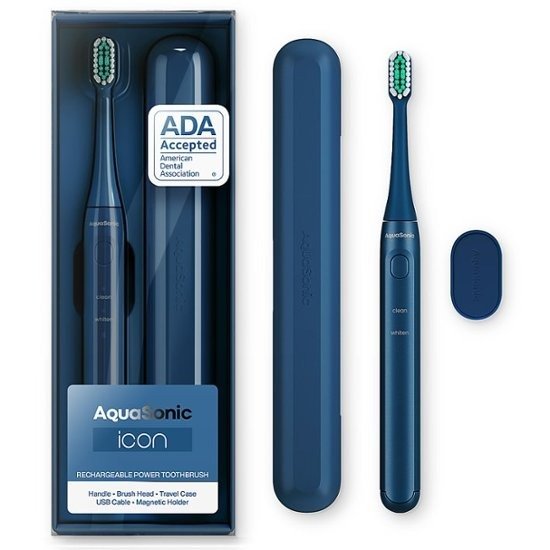 Icon Rechargeable Power Toothbrush | Magnetic Holder & Slim Travel Case - Navy