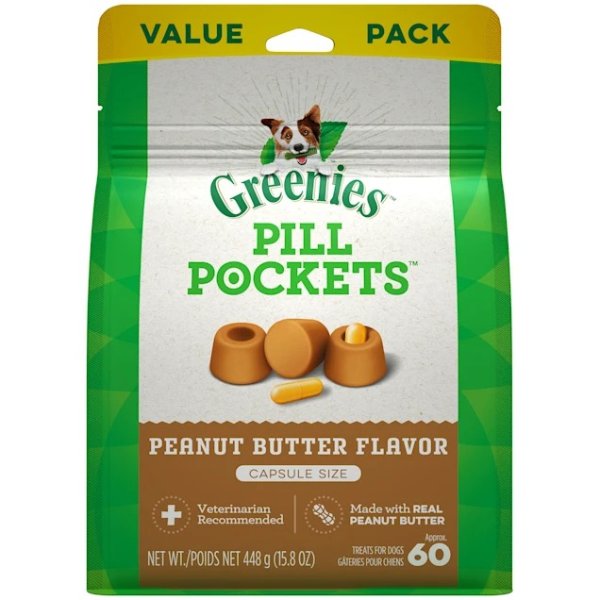Pill Pockets Peanut Butter Flavor Capsule Size Dog Treats, 15.8 oz., Count of 120 | Petco