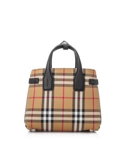 Vintage Check Leather Baby Banner Tote
