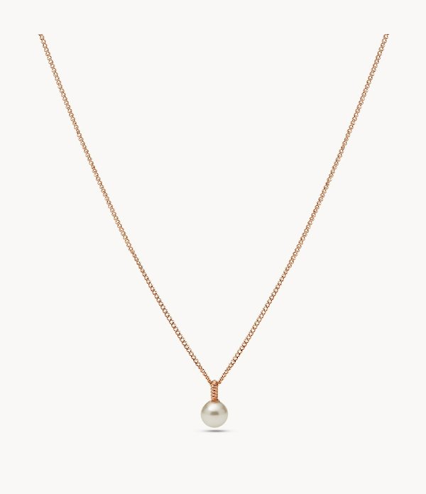 Rose Gold-Tone Crystal Pearl Pendant Necklace