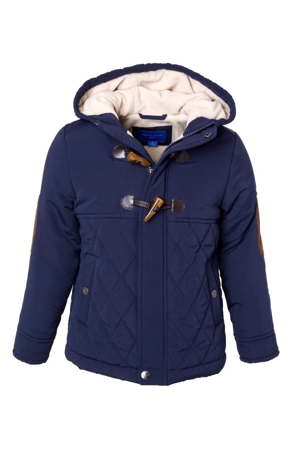 Fleece Lined Hood Quilted Toggle Jacket