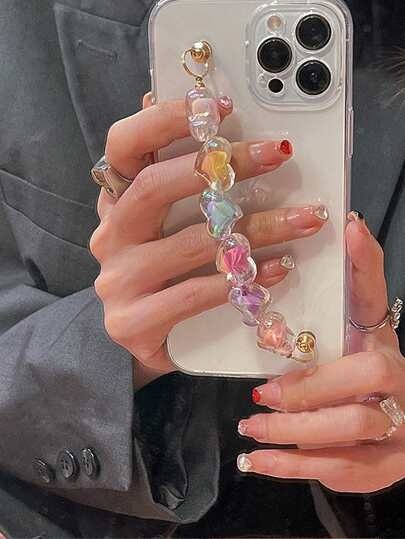 Colored Beaded Hand Strap Phone Case