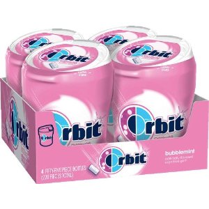 Orbit Bubblemint Sugarfree Gum, 55 piece bottles (Pack of 4)