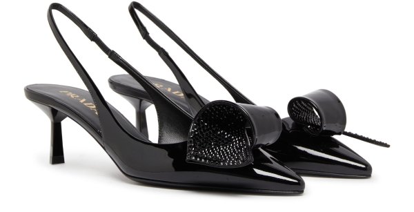 Patent leather slingback shoes