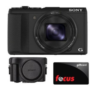 Sony DSC-HX50V/B Cyber-shot 20.4 MP Digital Camera with Case + $20 Focus Gift Card