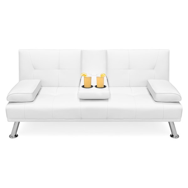 Best Choice Products Tufted Faux Leather Futon Sofa