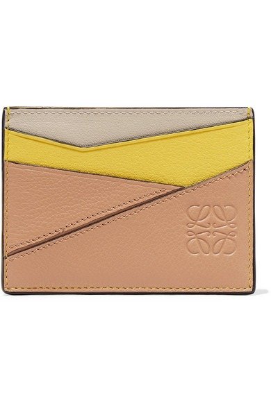 Puzzle textured-leather cardholder