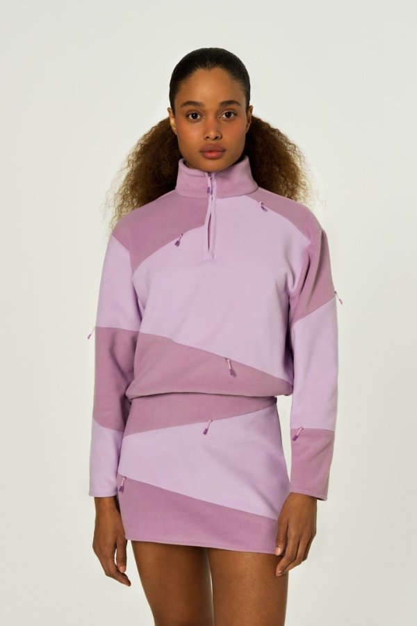 Danielle Cathari / Woolrich quarter zip sweatshirt Lavender Orchid Bloom