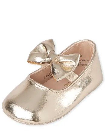 Baby Girls Metallic Bow Ballet Flats | The Children's Place - GOLD