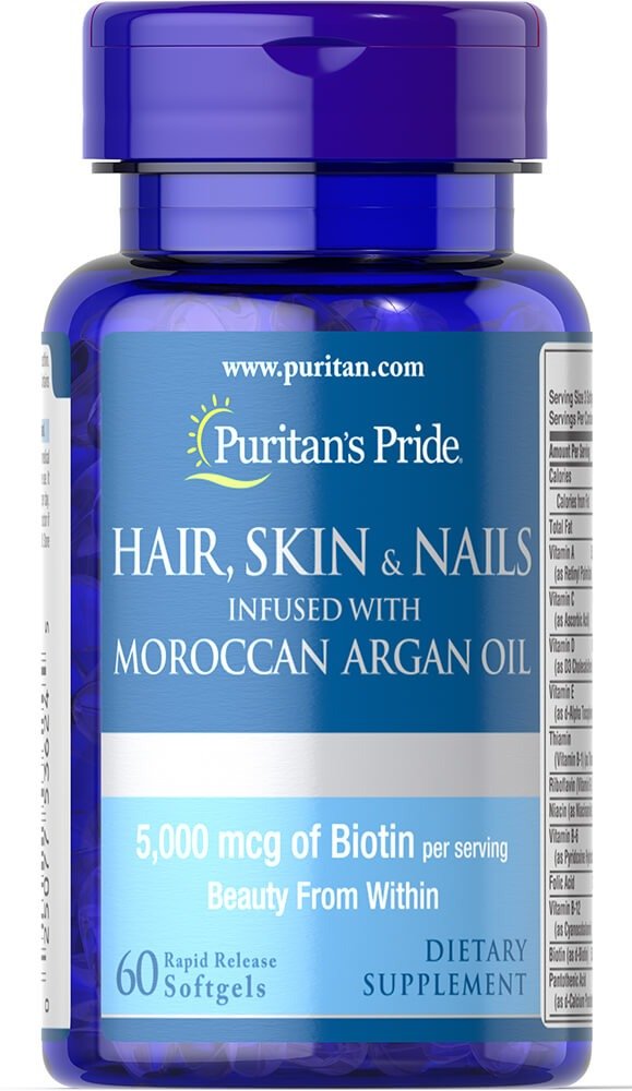 Hair, Skin & Nails infused with Moroccan Argan Oil 60 Softgels | Flash Sale Supplements | Puritan's Pride