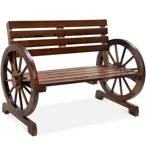 Wooden Wagon Wheel Bench | Best Choice Products