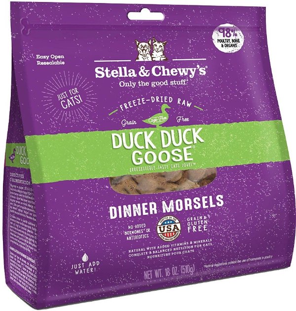 Duck Duck Goose Dinner Morsels Freeze-Dried Raw Cat Food, 18-oz bag