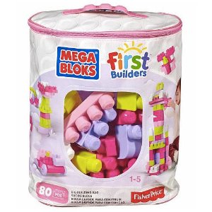 Mega Bloks 大号儿童积木玩具积木80块装(粉色款)