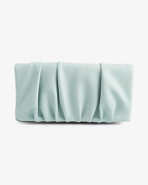 Ruched Faux Leather Clutch