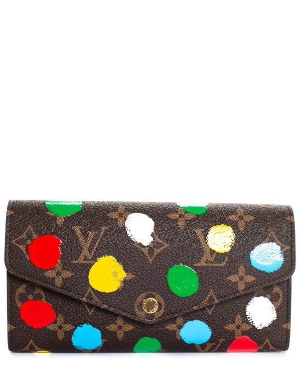 Brown Yayoi Kusama Monogram Polka Dot Canvas Sarah Wallet, Never Carried (Authentic Pre-Owned)