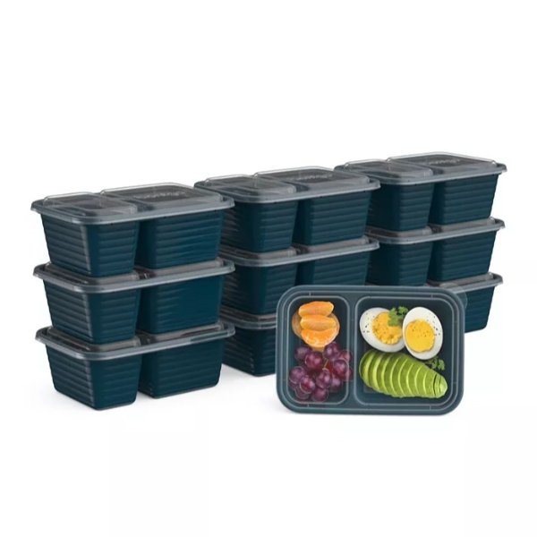 Prep 2-Compartment Snack Container Set, 20 Pieces