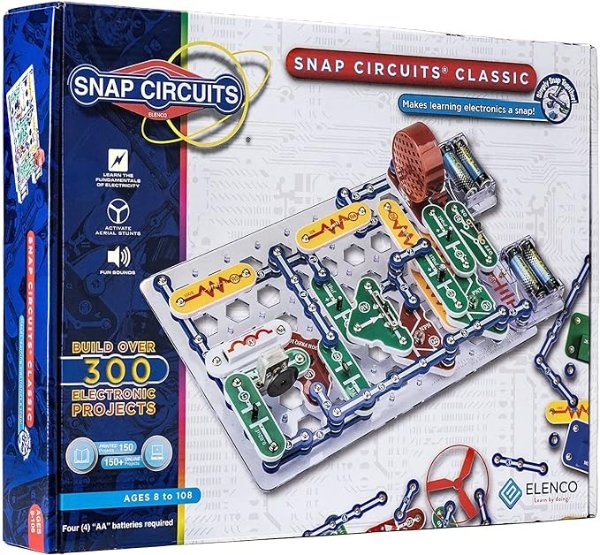 Classic SC-300 Electronics Exploration Kit | Over 300 STEM Projects | 4-Color Project Manual | 60 Snap Modules | Unlimited Fun