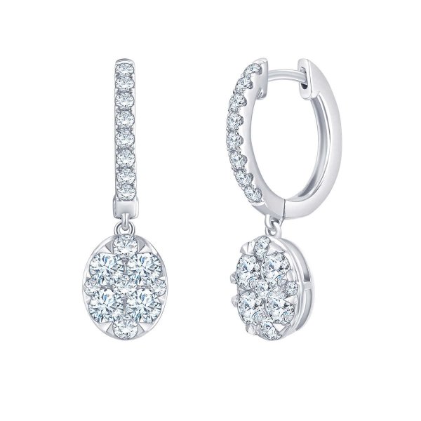 Brilliant 1.00 ctw VS2 Clarity, I Color Diamond 14kt White Gold Dangle Earrings