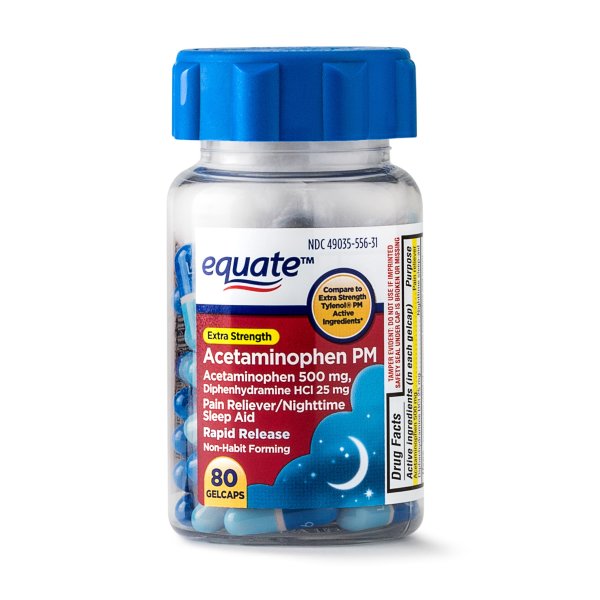 Extra Strength Acetaminophen PM Rapid Release Gelcaps, 500 mg, 80 Ct