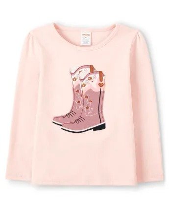 Girls Long Sleeve Embroidered Cowgirl Boots Top - County Fair | Gymboree - ROSEBUD