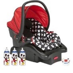 Disney Baby Light N Comfy Luxe Infant Car Seat, Choose Your Character WITH NUK Disney Baby Bottle & Pacifier Set Of 2