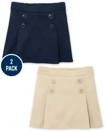 Toddler Girls Uniform Stretch Ponte Knit Button Skort 2-Pack | The Children's Place - MULTI CLR